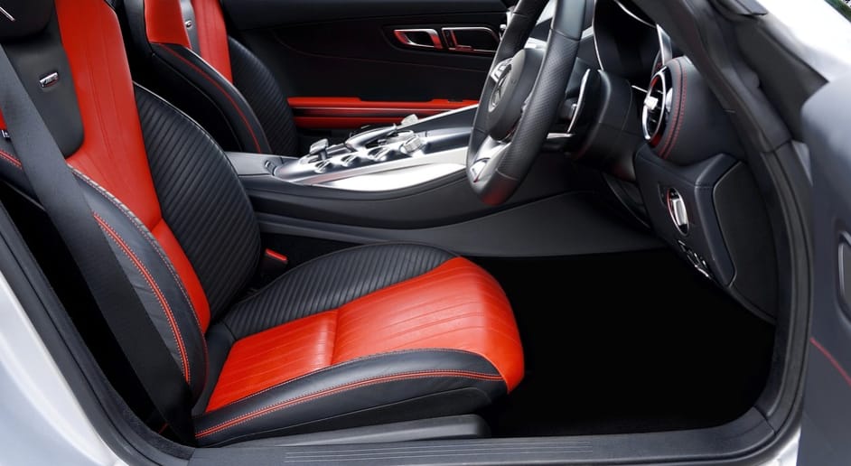 Red and black front car seat