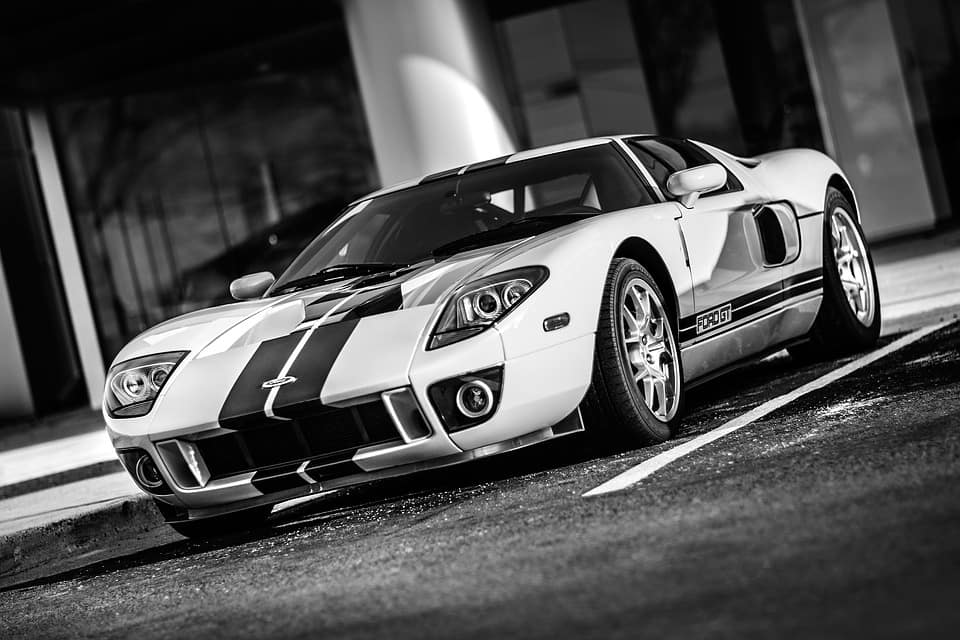 Black and white sports car